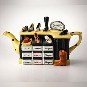 Vintage Tony Carter “Emelda’s Shoes” ceramic teapot
